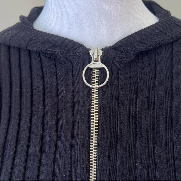 No Boundaries Black Zip up Cardigan Lightweight Ribbed Sweater Jacket - Picture 3 of 7